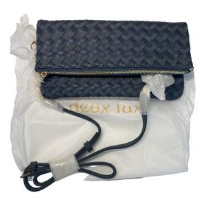 Nwt Sole Society Woven Crossbody Bag Blue Foldover Zip Chain Shoulder Small